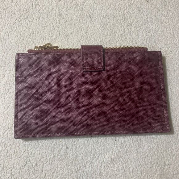 Travelambo RFID Blocking Bifold Multi Card Wallet with Zipper Pocket Purple Slim - Picture 2 of 7